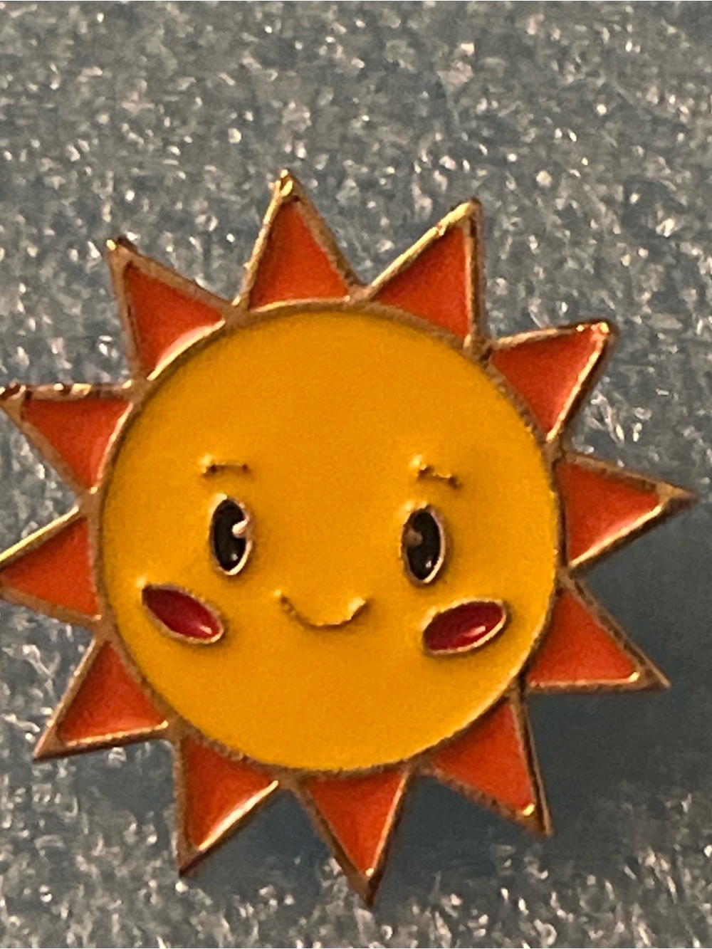 Cute Yellow & Orange Sunburst Enamel Brooch - Unbranded